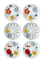 Hermia DNR0053 Platos de Postre de Porcelana 20x20x2 cm Juego de 6 Piezas